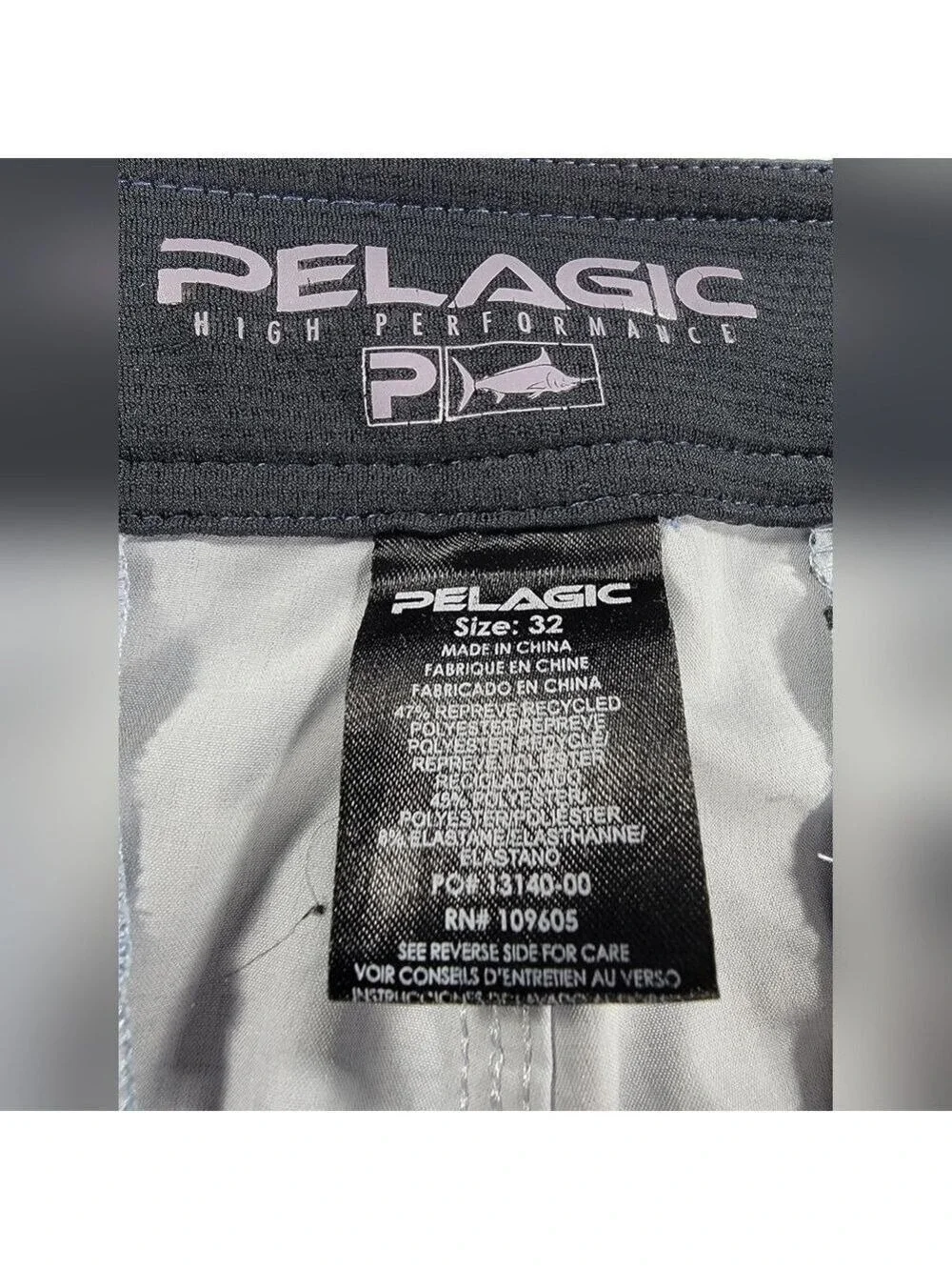 Pelagic High Performance Board Shorts Mens 32 Camo Fish Swim Beach Blue Stretch